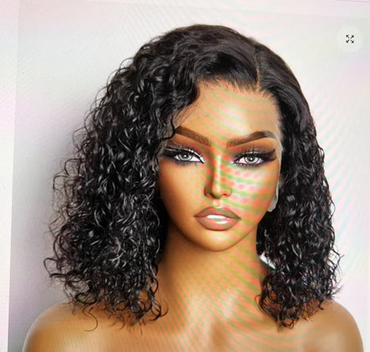 3D Lace Frontal wave bob  wig 13X4 human hair